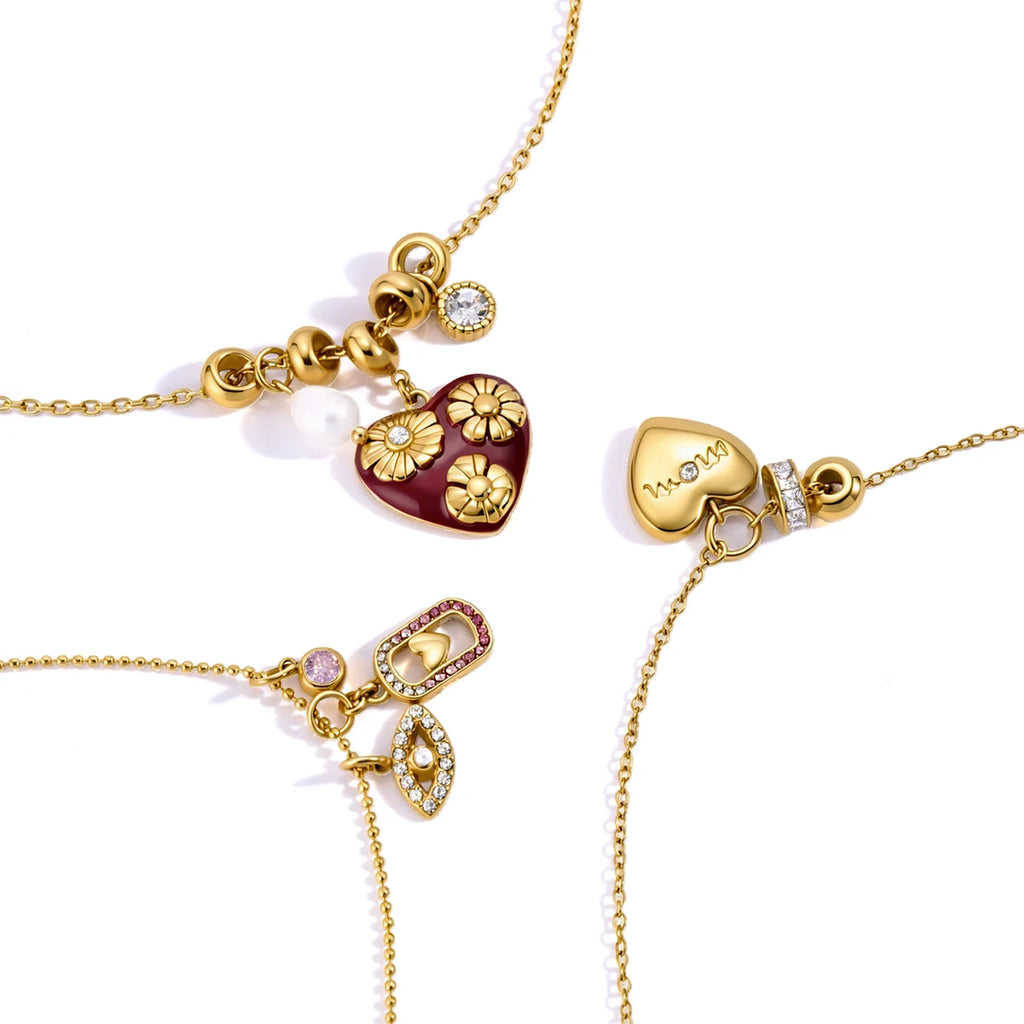 Mom Heart Pendant Necklace — Stainless Steel · PS328