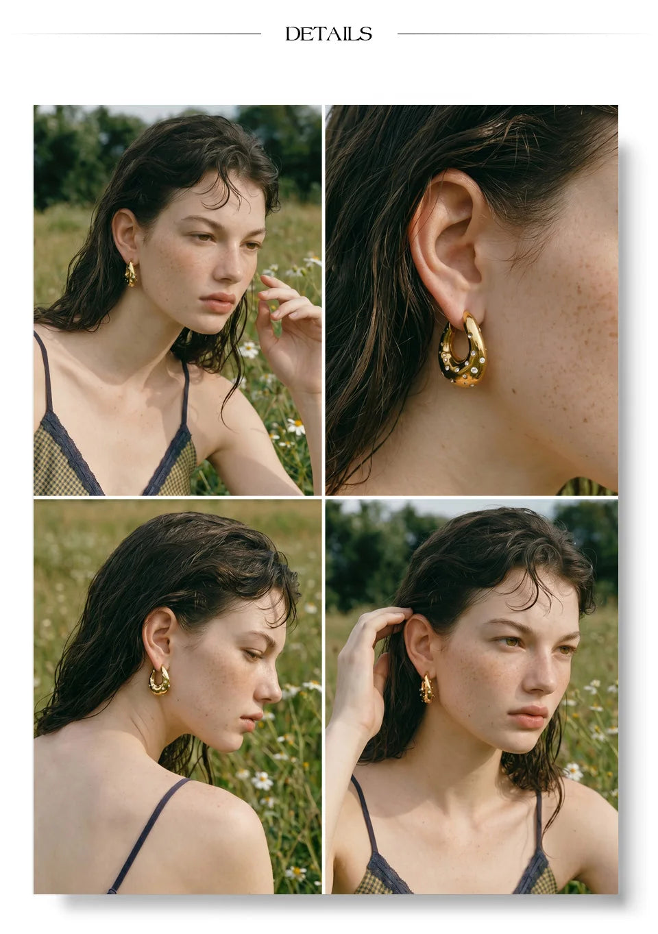 Cubic Zirconia Geometric Earrings — Gold-Plated Stainless Steel with Cubic Zirconia · PS1492