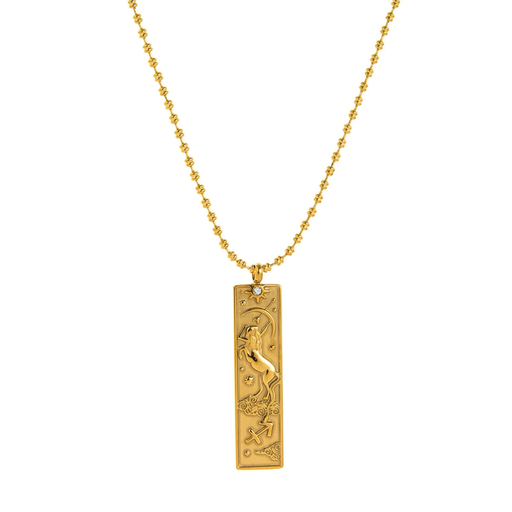 18K gold-plated stainless steel unique zodiac pendant necklace, suitable for daily wear and birthday gifts