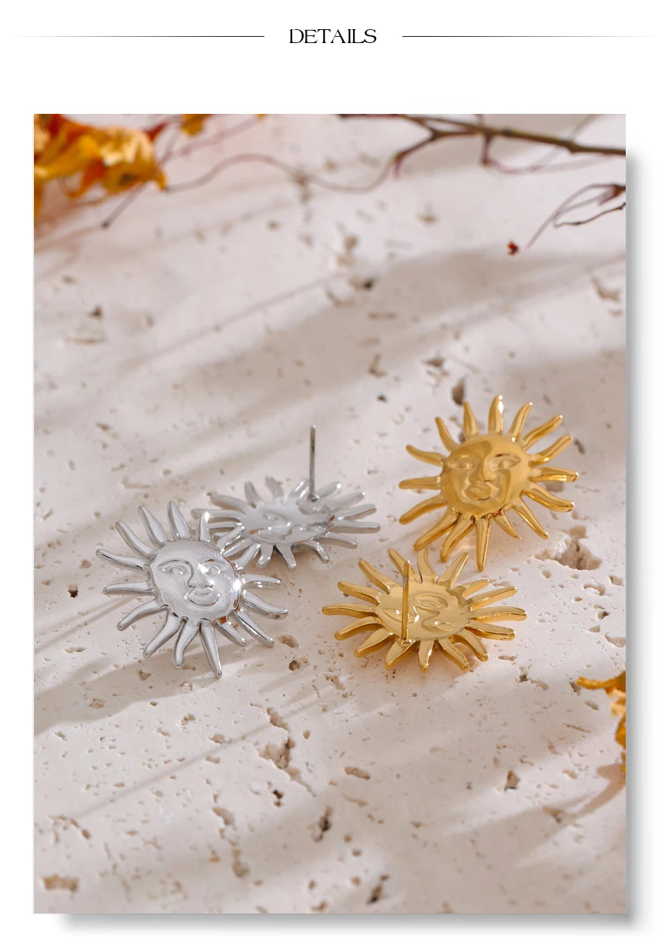 Black Sun Geometric Earrings — Gold-Plated Stainless Steel · PS1699