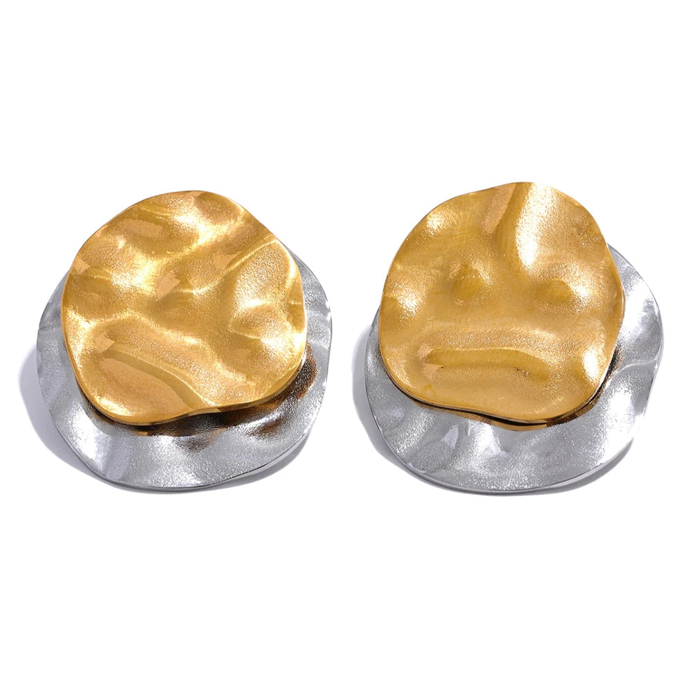 Gold-plated stainless steel earrings with a smiling face design.