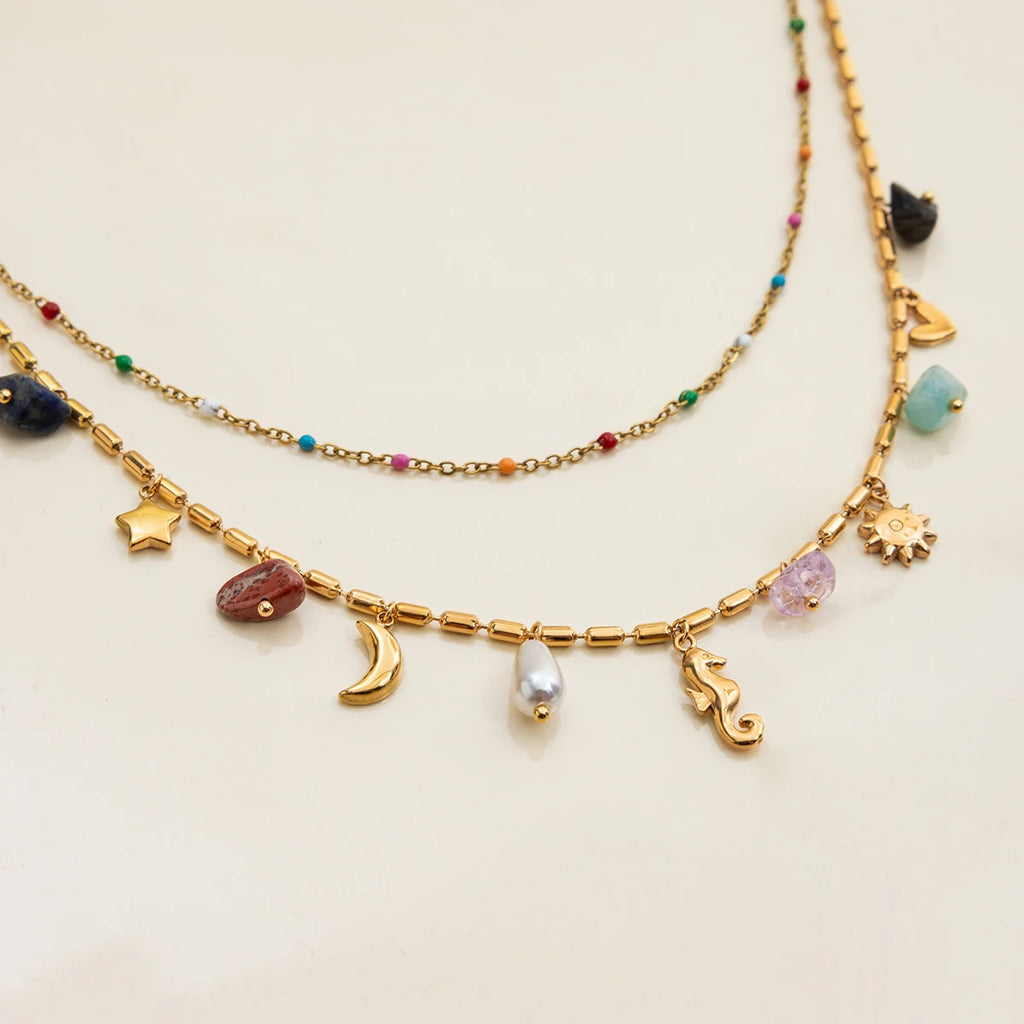 Color Charm Chain Necklace — Stainless Steel · PS175