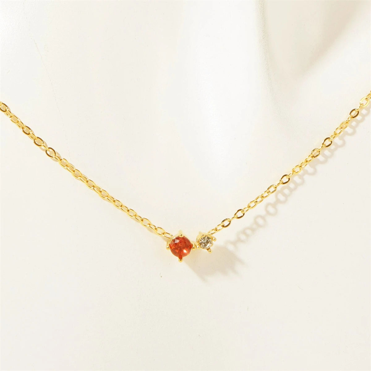 Titanium Steel 12 Birthday Stone Zircon Vintage Art Necklace Collar Chain High Color Protection 18K Gold Plated Necklace
