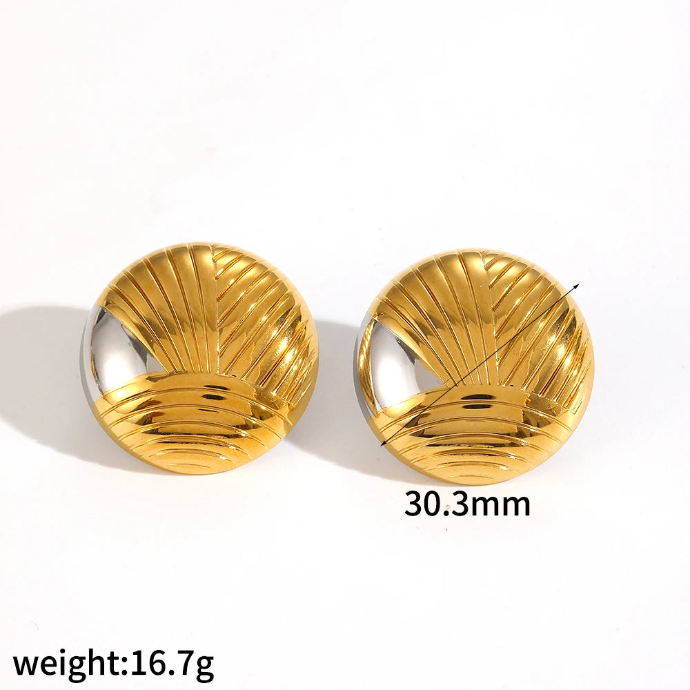 New Fashion Design Gold Silver Mixed Color Titanium Steel Geometric Stud Earrings Set Women's Classic Charm Waterproof Jewelry