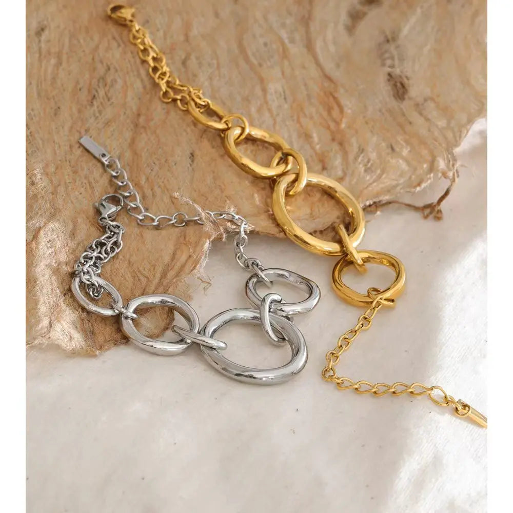 Geometric Chain Bracelet — Gold-Plated Stainless Steel · PS1183