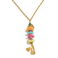 Resin Multi-Color Geometric Necklace — Gold-Plated Stainless Steel with Resin · PS2307