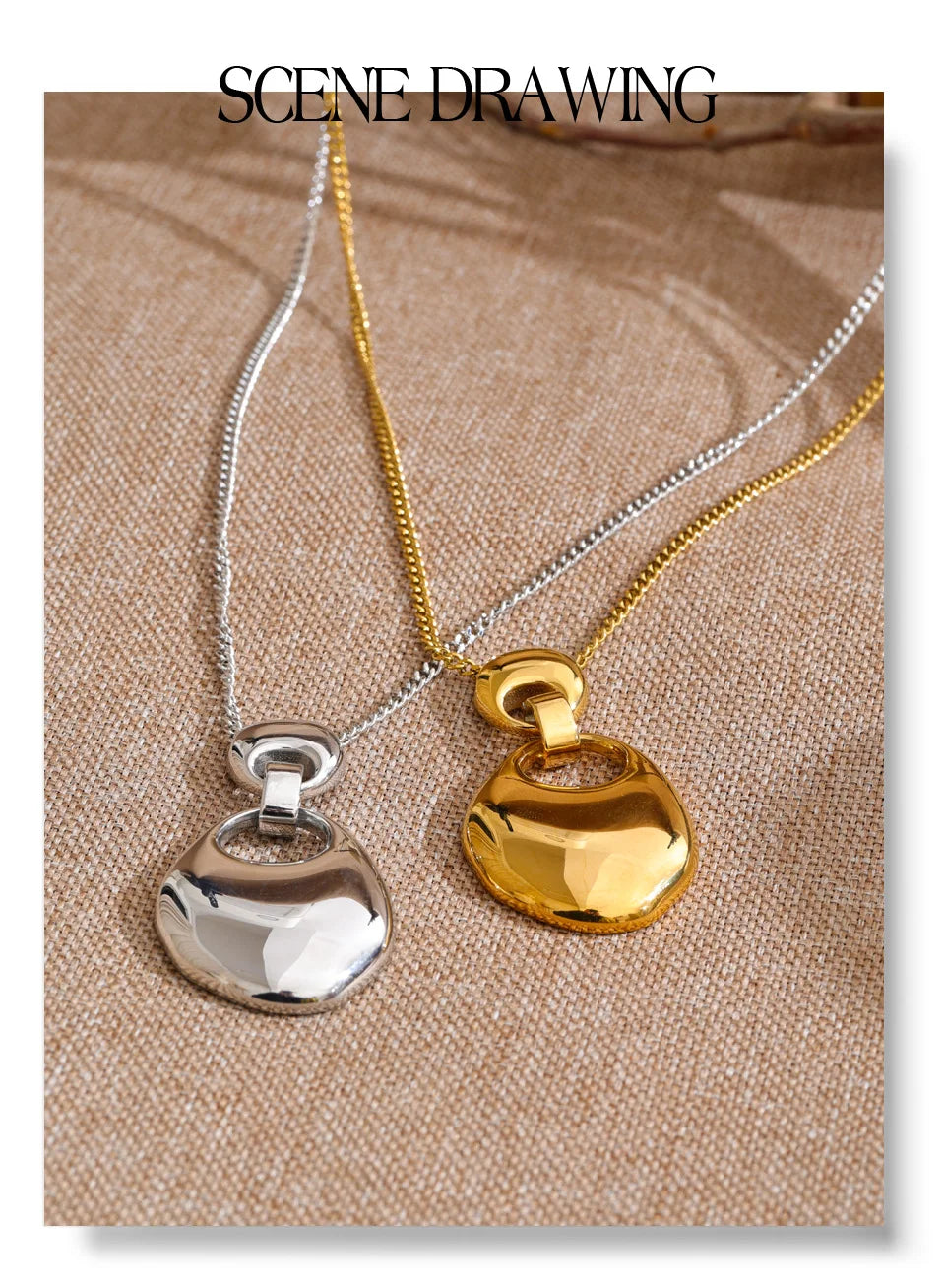 Geometric necklace in gold-plated stainless steel.