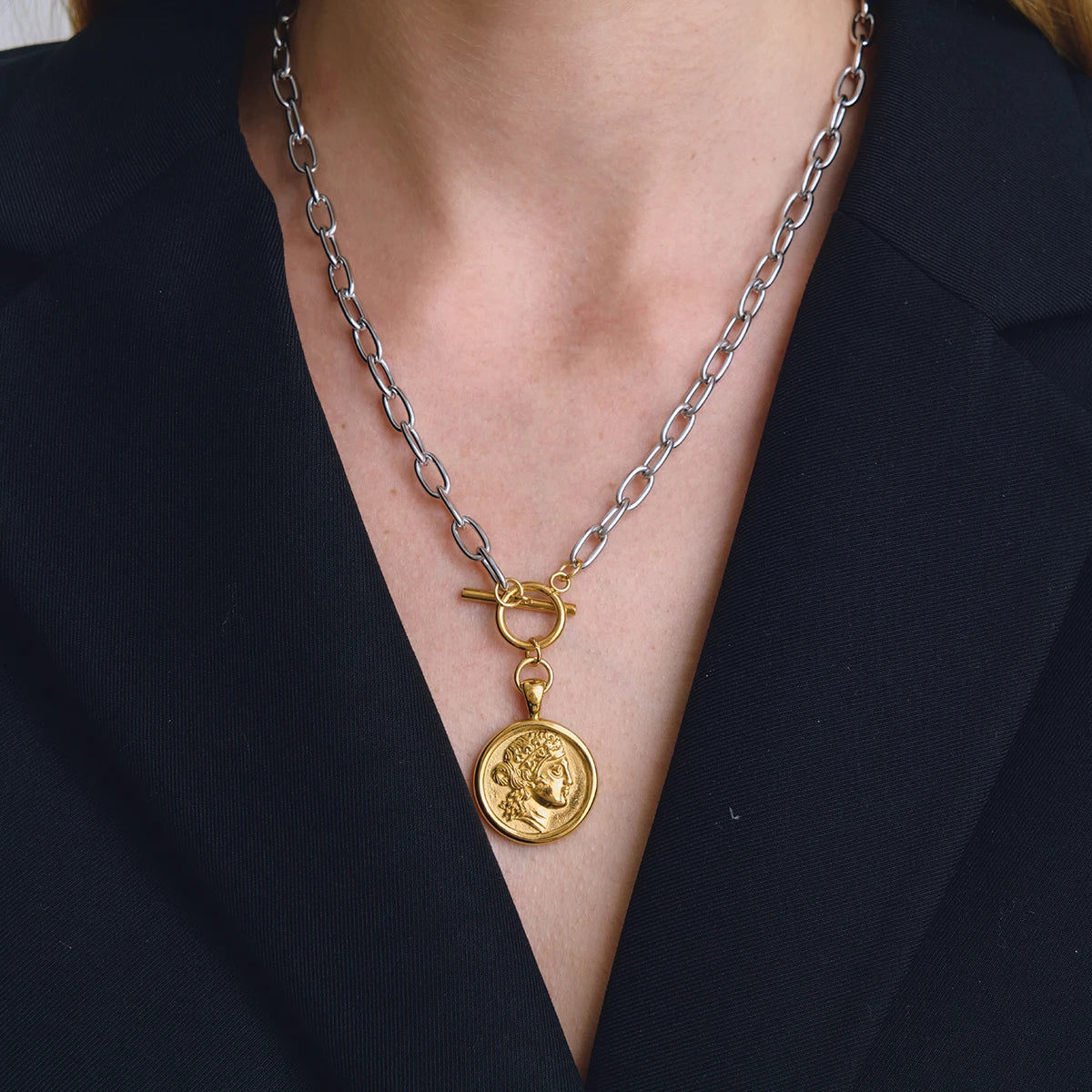 Coin Pendant Necklace — 18K Gold Plated · PA048