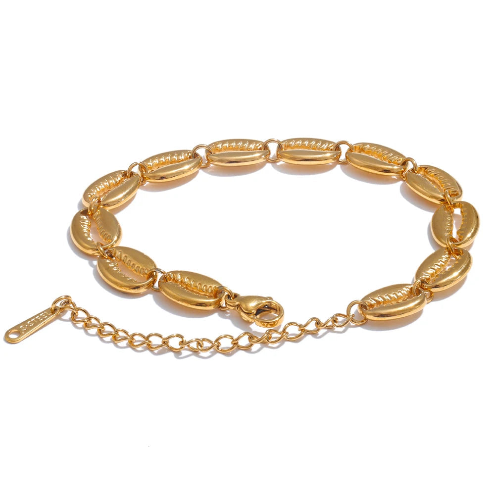 Shell Geometric Bracelet — 18K Gold-Plated Stainless Steel with Shell · PS2299