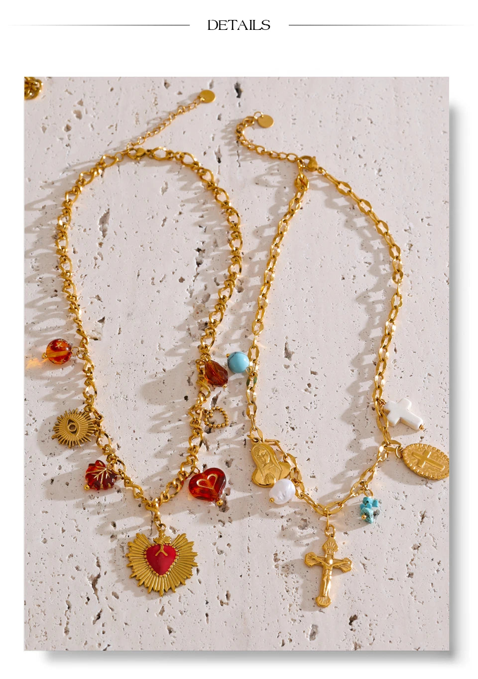 Sun geometric necklace in gold-plated stainless steel.