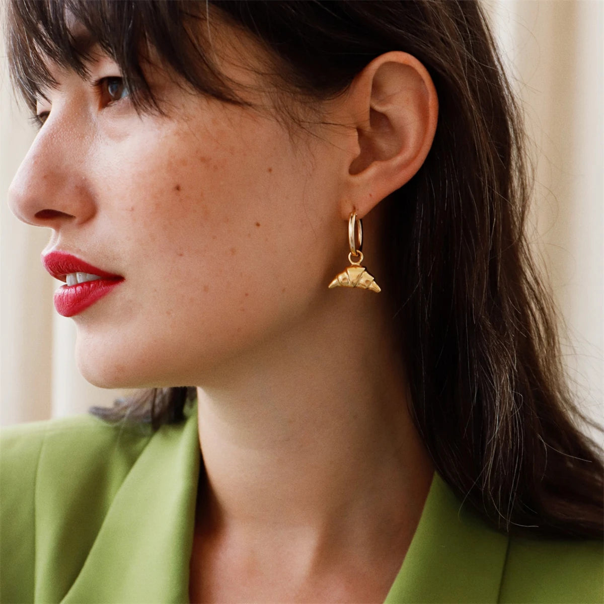 Hornbread earrings, salt pepper bread necklace, cinnamon roll earrings, gold-plated color preservation