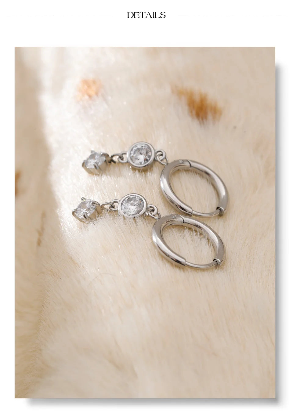 Cubic zirconia geometric earrings in gold-plated stainless steel with cubic zirconia.