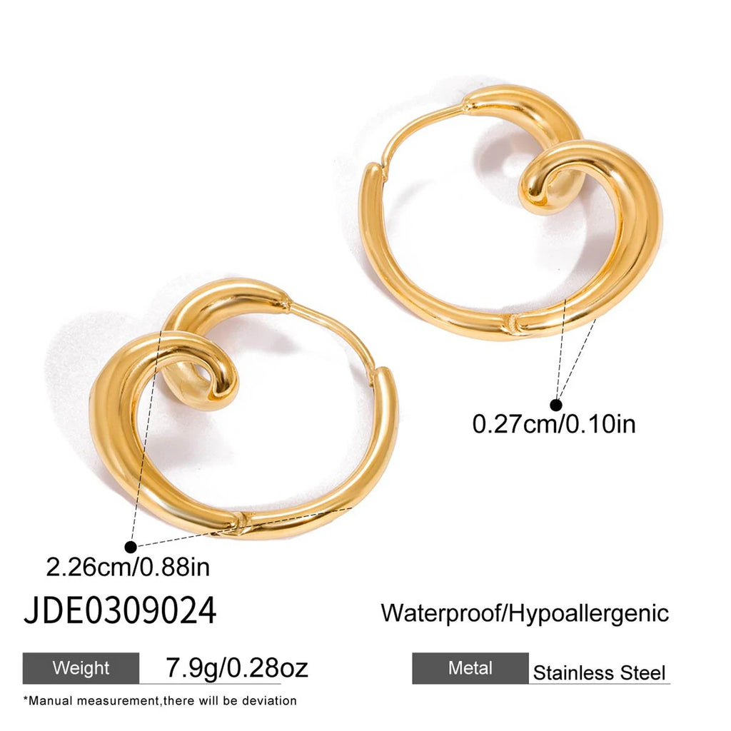 Twisted Heart Hoop Earrings — Stainless Steel · PS067