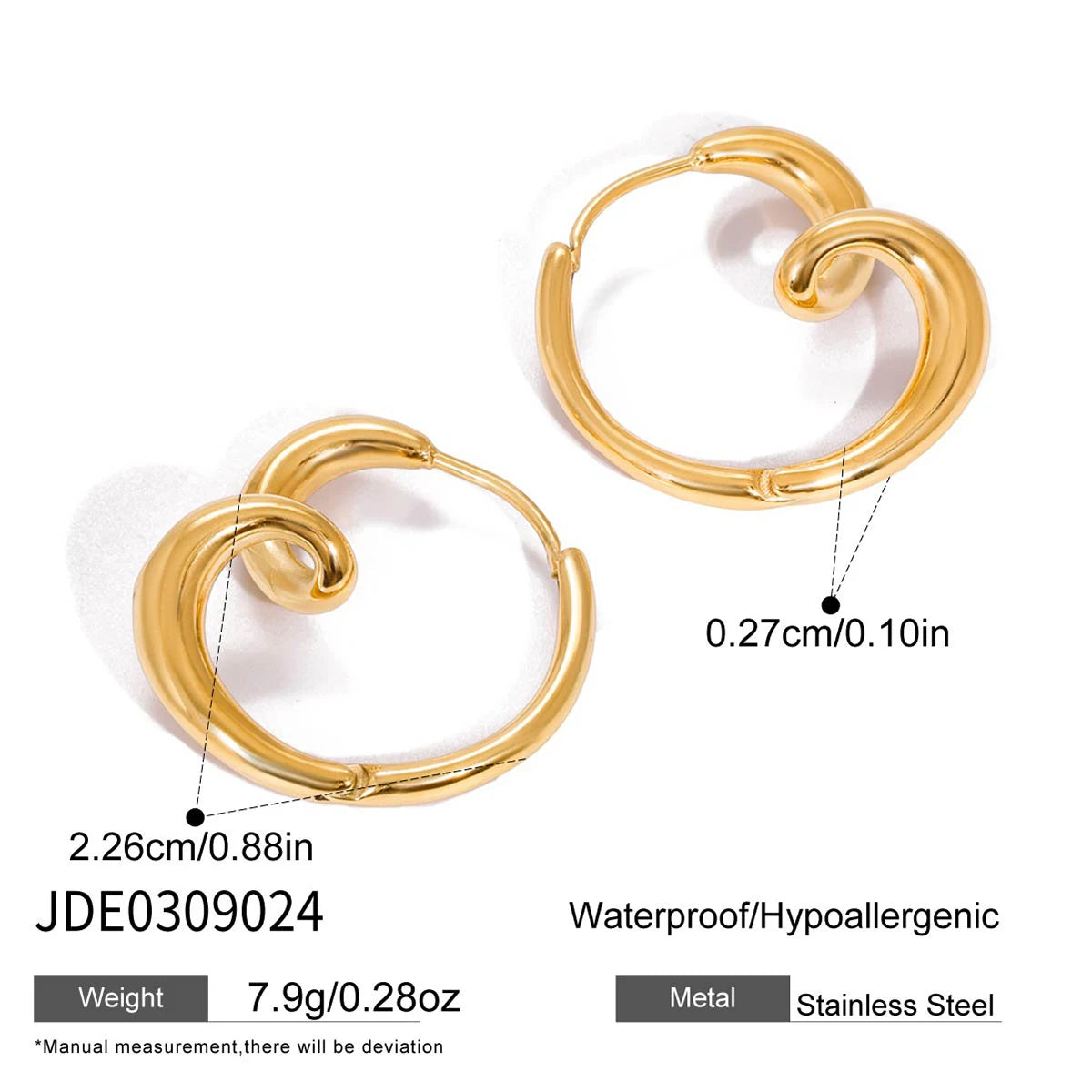 Twisted Heart Hoop Earrings — Stainless Steel · PS067