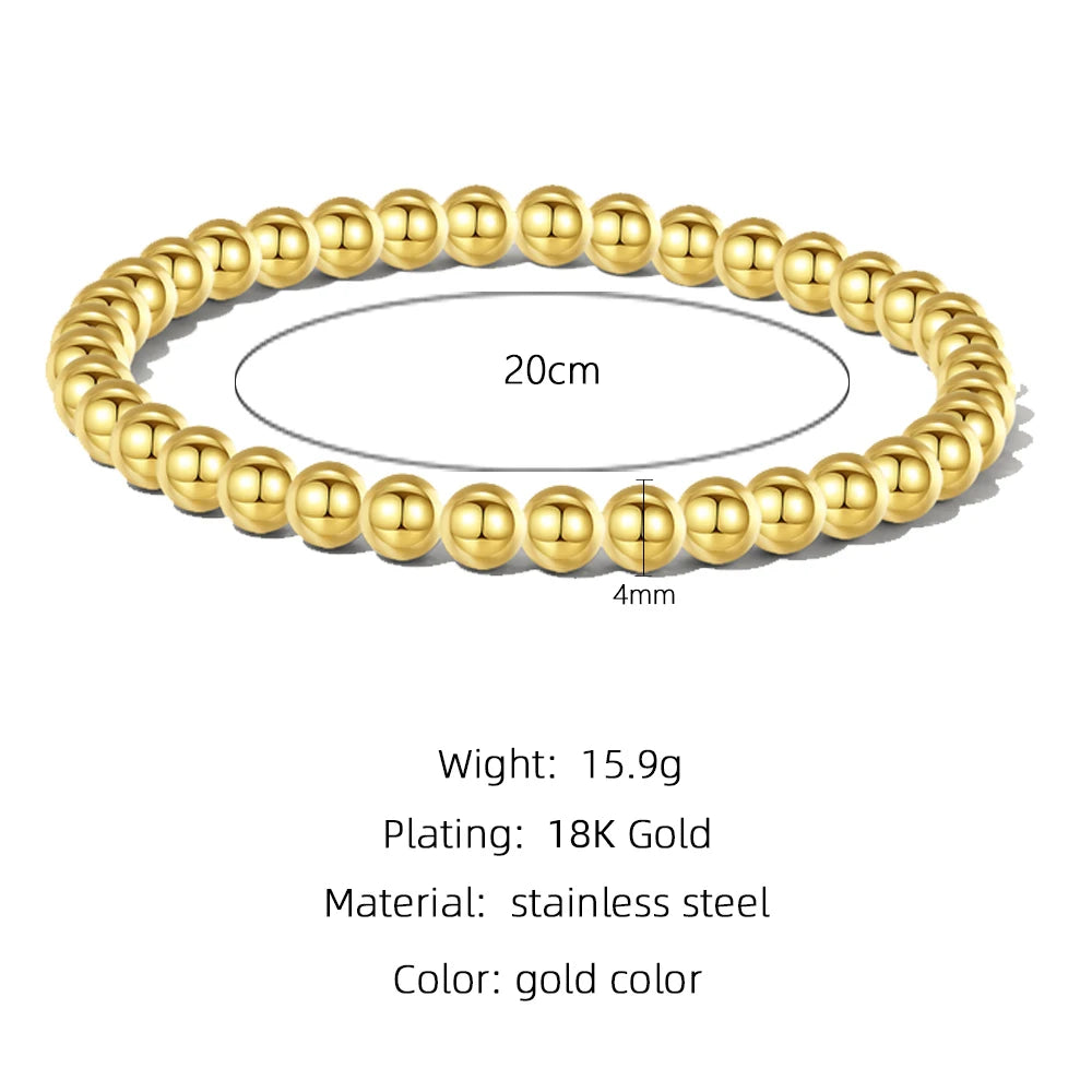 Beaded Charms Round Bead Charm Bracelet — 316L Stainless Steel · PS406