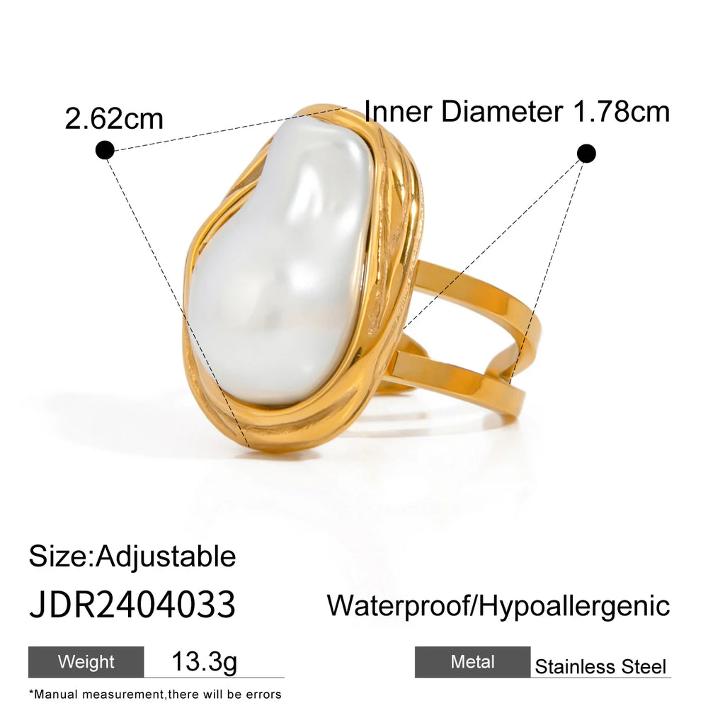 Pearl Sun Ring Stack — Stainless Steel · PS241