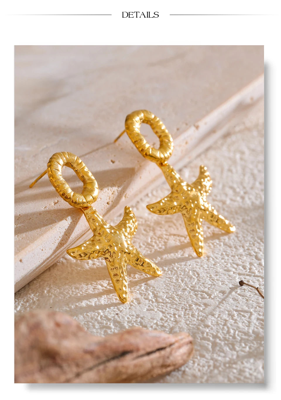 Star earrings in gold-plated stainless steel.