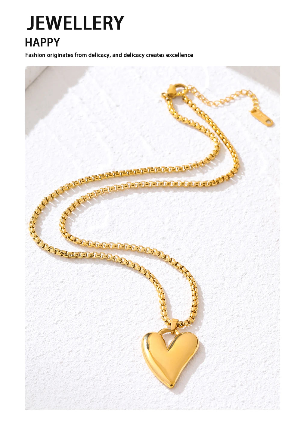 Irregular Heart Pendant Necklace — 316L Stainless Steel · PS412