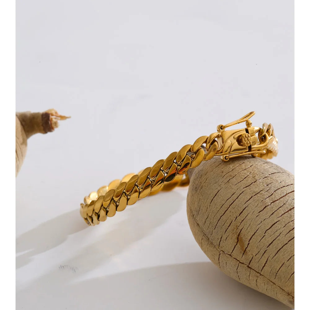 Geometric Chain Bracelet — Gold-Plated Stainless Steel · PS1766