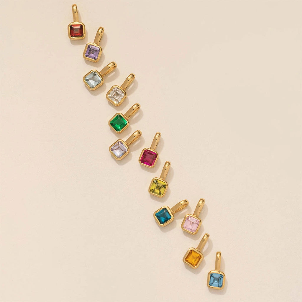 【DIY Pendant】Stainless Steel Birthstone Charm Pendant - PS009