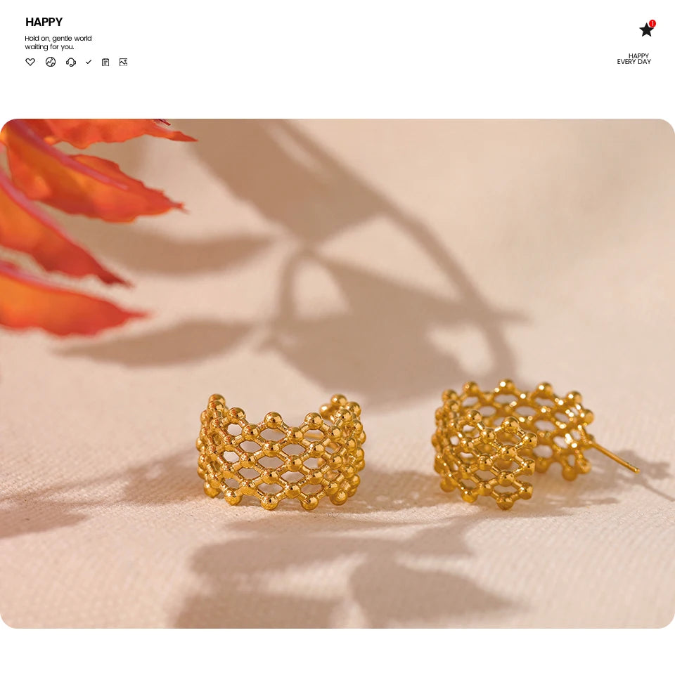 Geometric Earrings — Gold-Plated Stainless Steel · PS1597