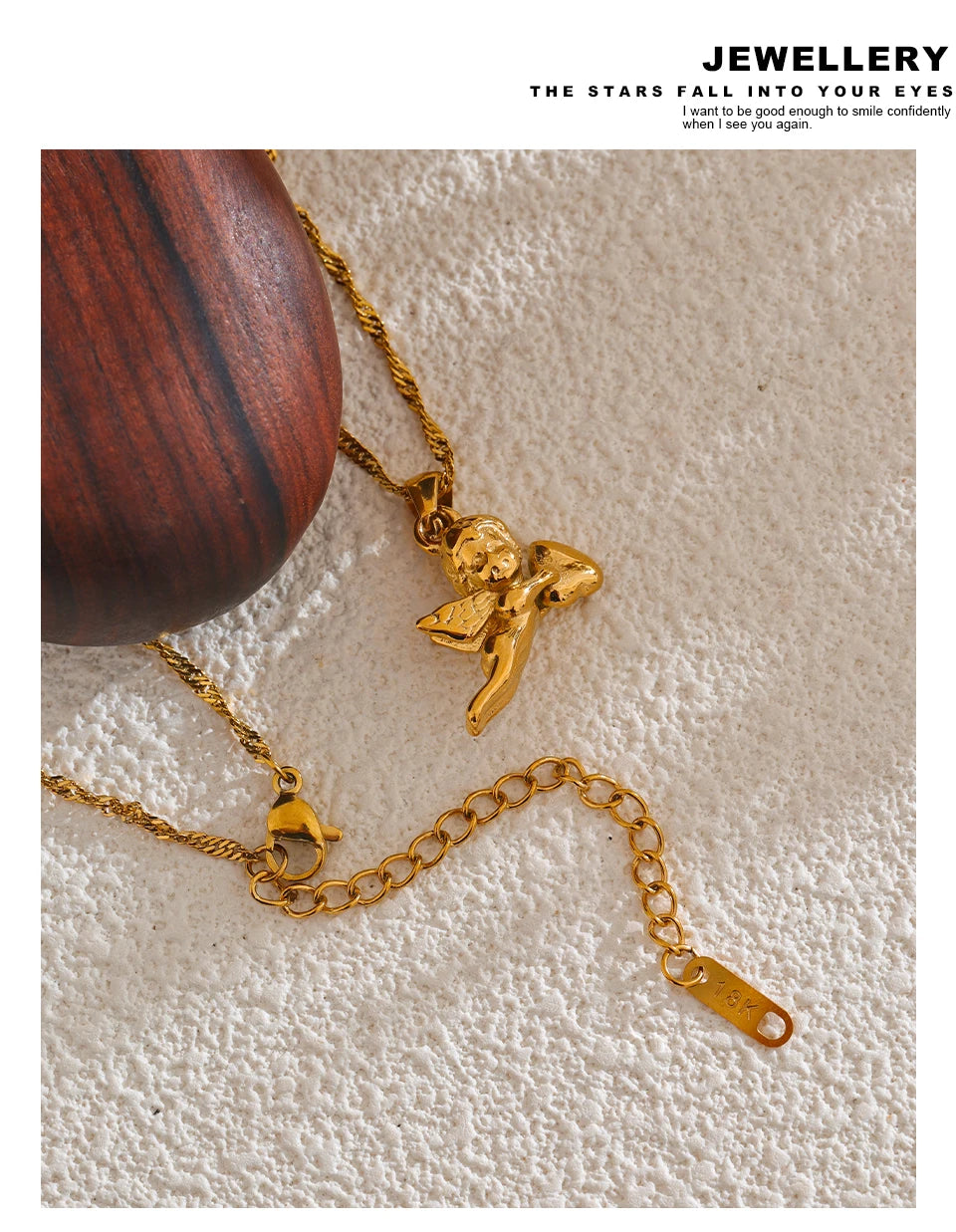 Heart geometric necklace in gold-plated stainless steel.