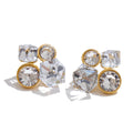 White crystal geometric earrings in gold-plated stainless steel with crystal.