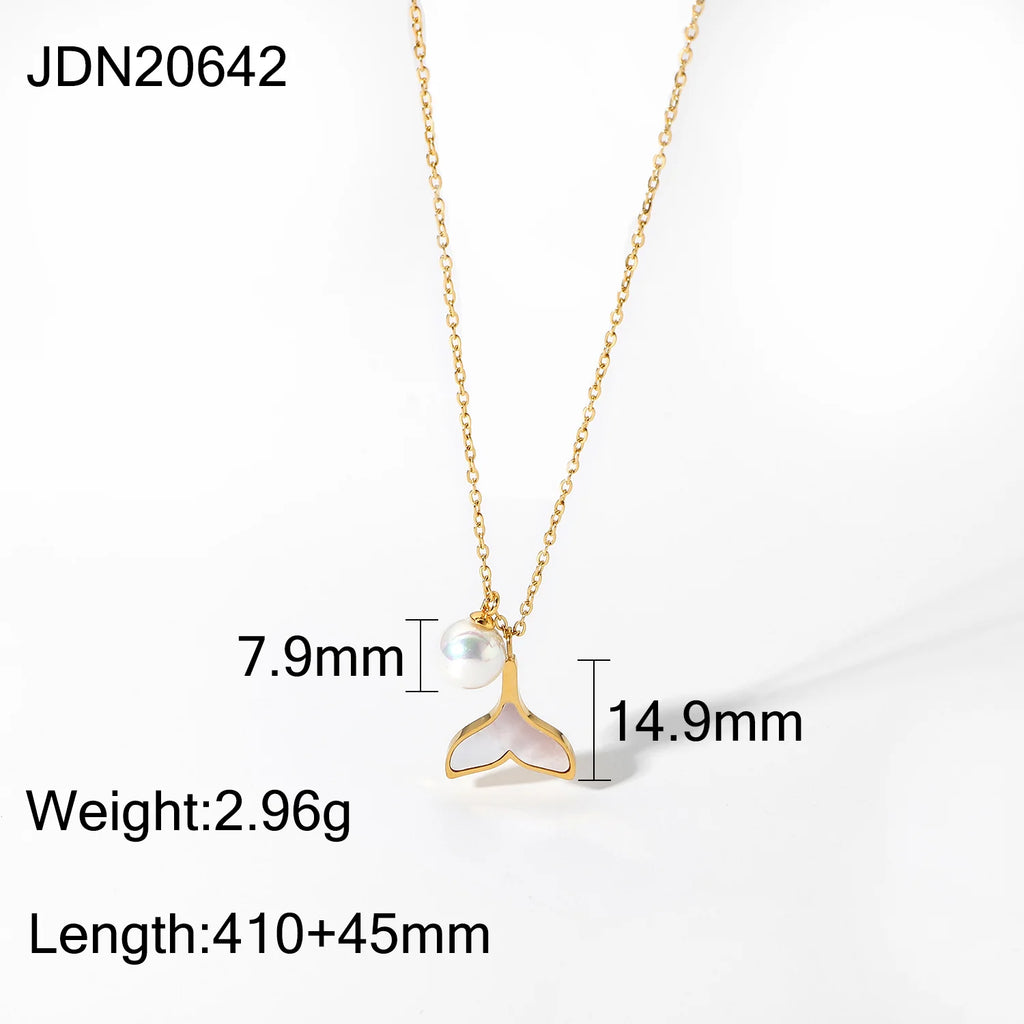 Pearl Charm Pendant Necklace — Stainless Steel · PS170