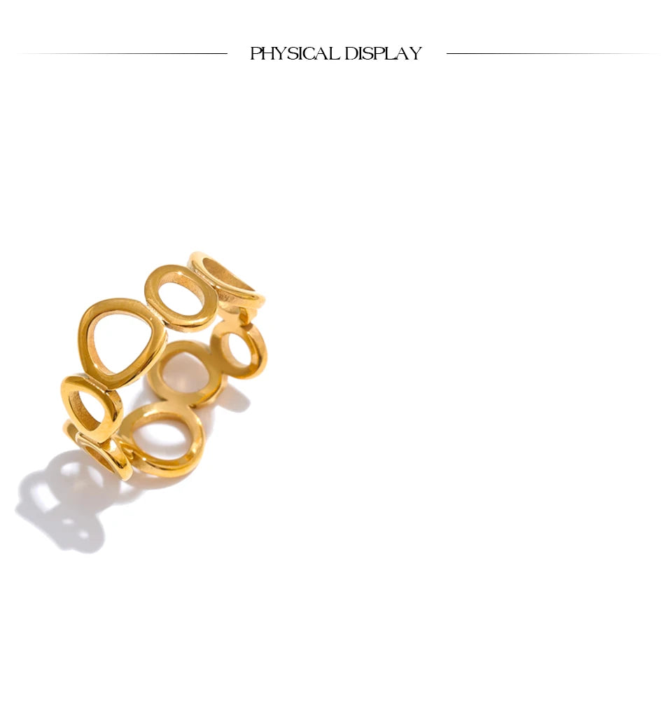 Geometric ring in 18K gold-plated stainless steel.