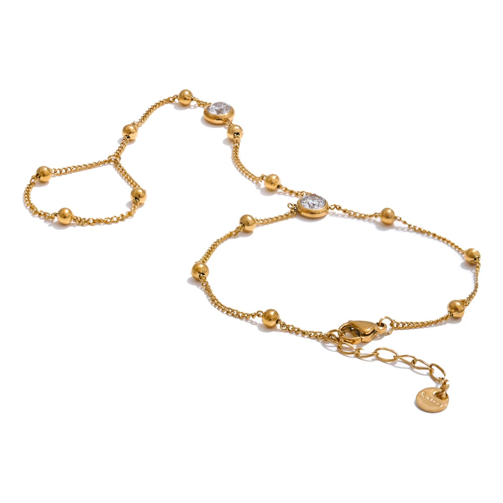 Cubic Zirconia Chain Bracelet — Gold-Plated Stainless Steel with Cubic Zirconia · PS2107