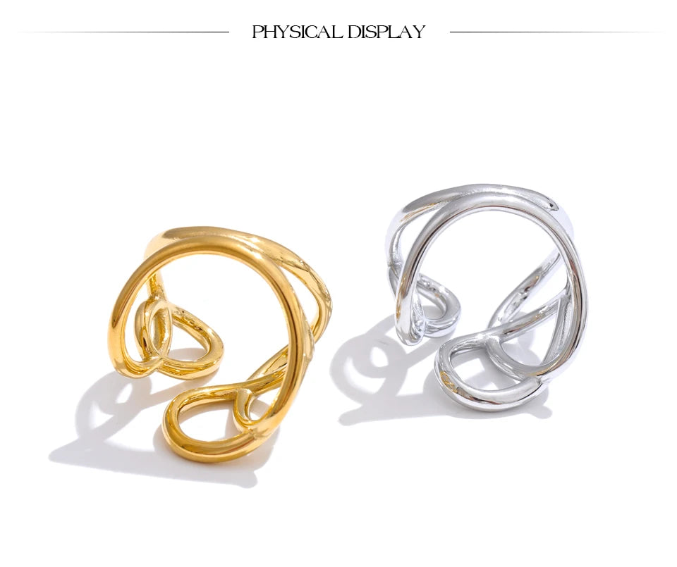 Geometric ring in gold-plated stainless steel.