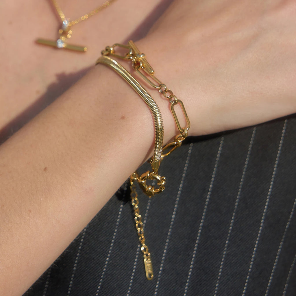 Paperclip Pearl Chain Bracelet — Stainless Steel · PS009