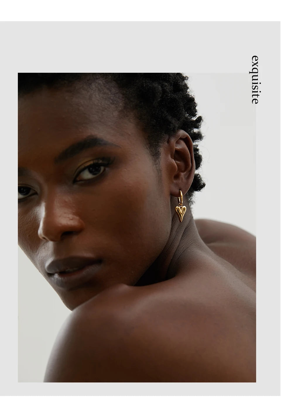 Heart earrings in gold-plated stainless steel.
