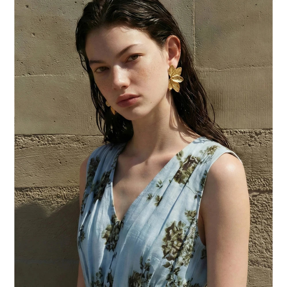 Flower Earrings — Gold-Plated Stainless Steel · PS1717