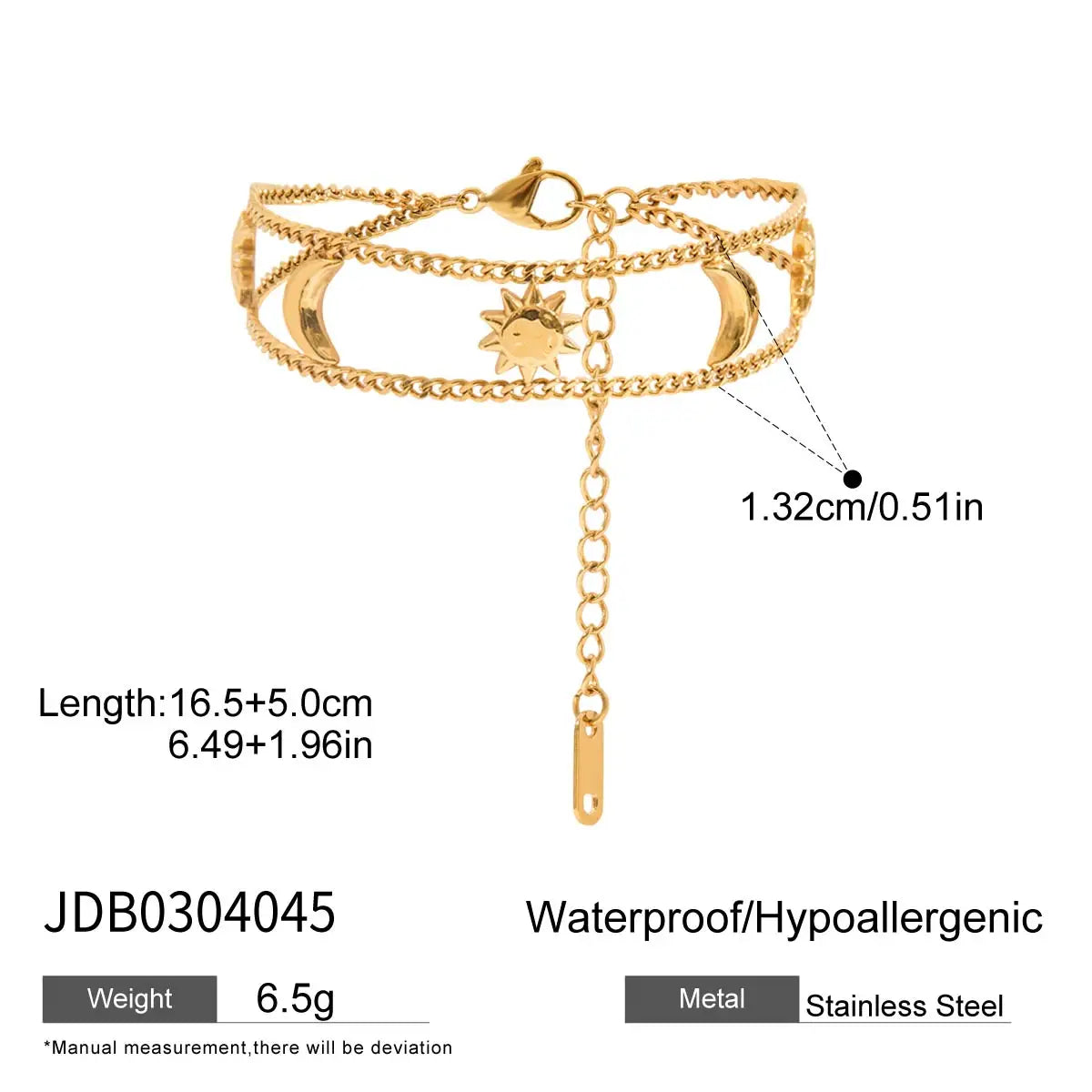Sun Moon Bracelet — Stainless Steel · PS347