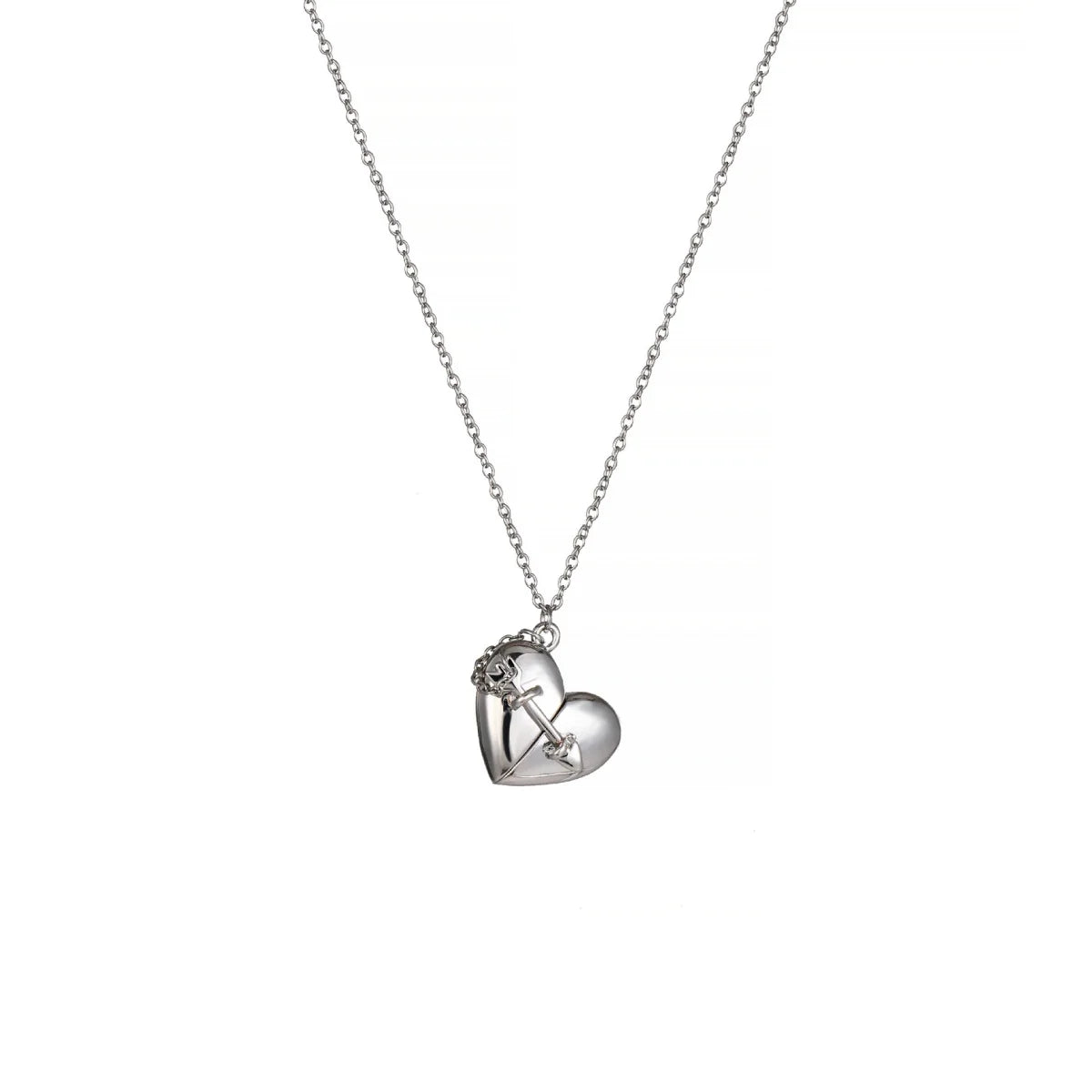 Valentine's Day Design Love Box Opening and Closing Peach Heart Pendant Necklace, Copper, Plated True Gold Color Preserving