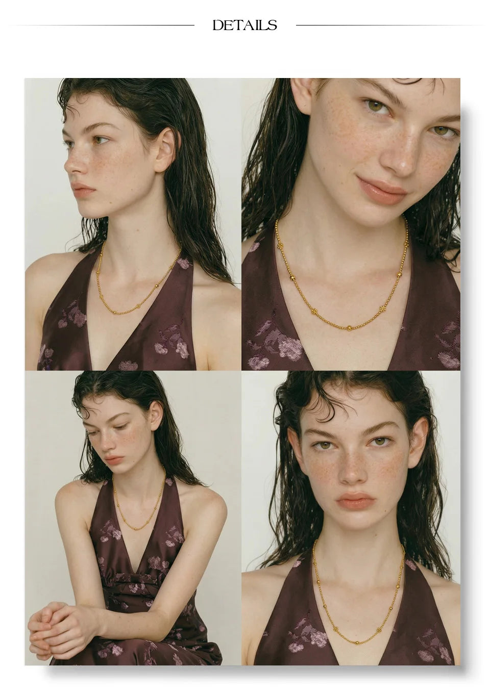 Geometric chain necklace in gold-plated stainless steel.
