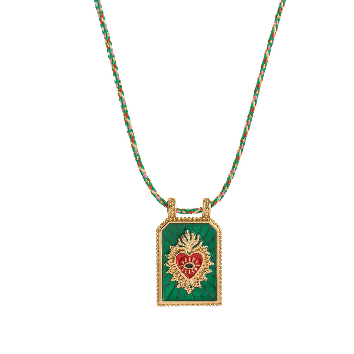 Minimally colored heart tarot card pendant necklace, women's collarbone chain, gold-plated and color preserving