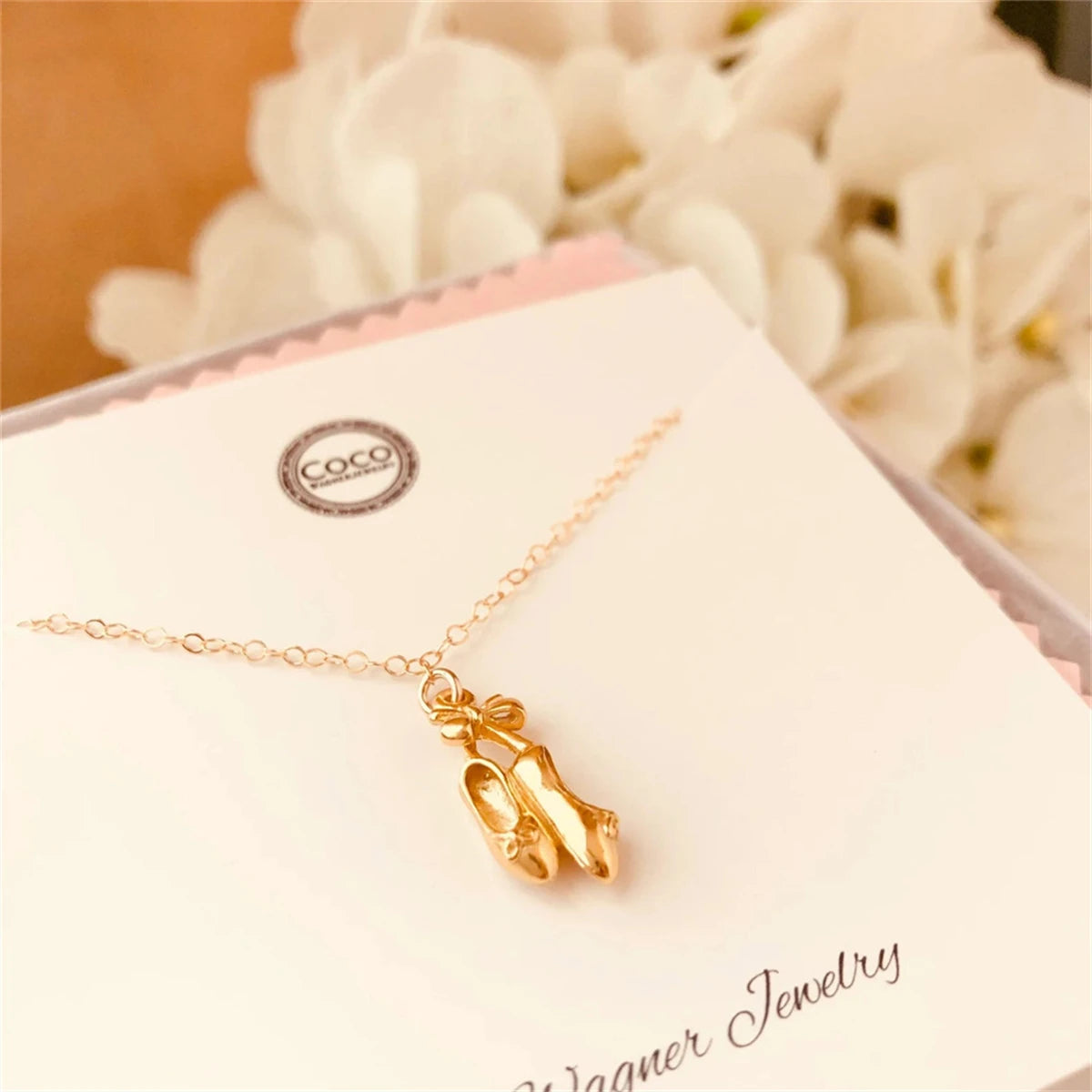 Dance girl bow dance shoes necklace ballet girl pendant cute style Valentine's Day gift collarbone chain color preservation