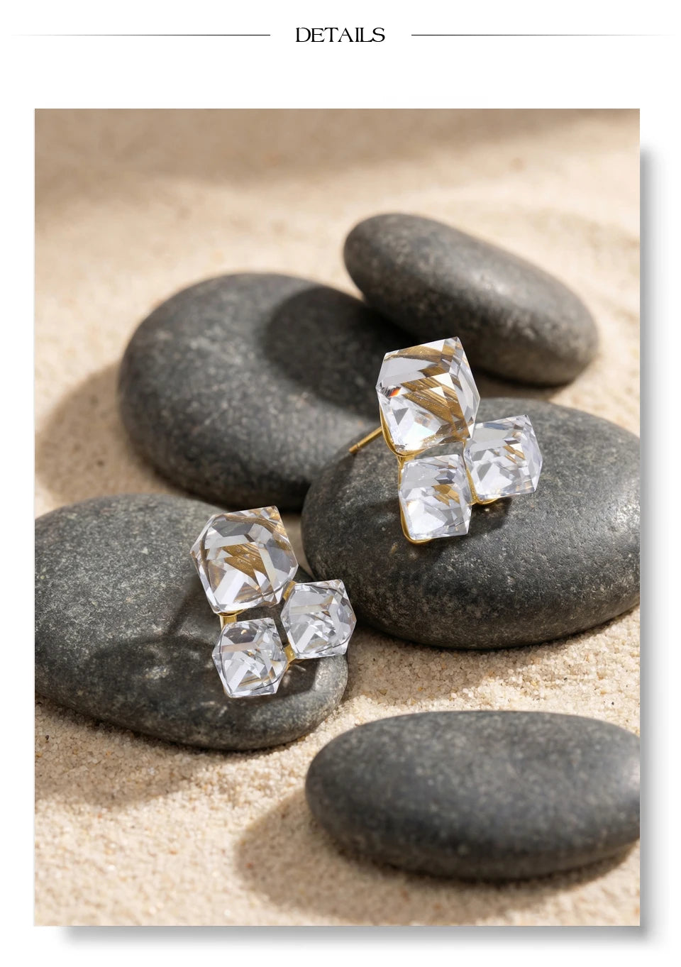 Crystal Geometric Earrings — Stainless Steel with Crystal · PS1154