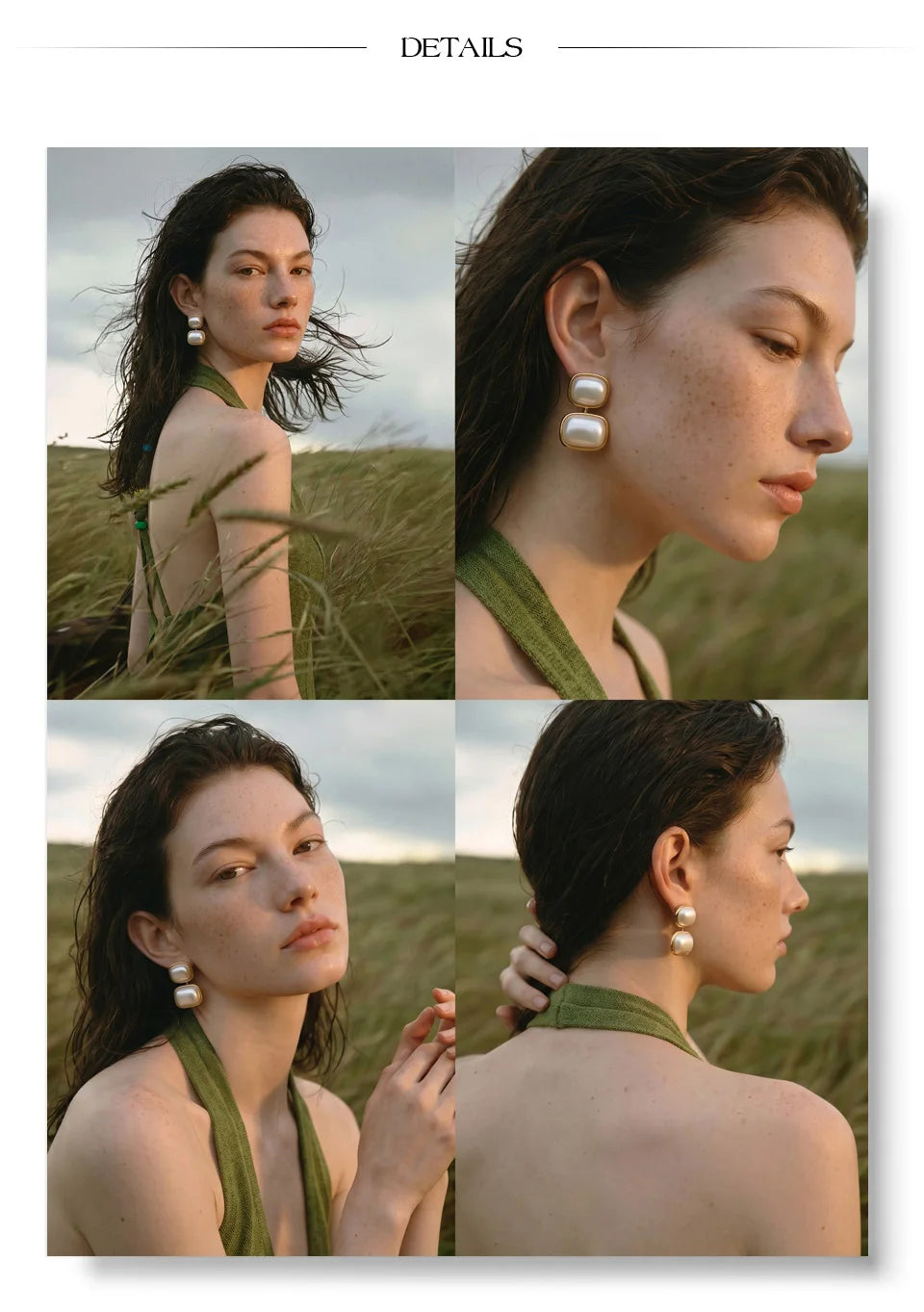 Pearl geometric earrings in gold-plated stainless steel with pearl.