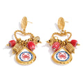 Enamel Heart Geometric Earrings — Gold-Plated Stainless Steel with Enamel · PS1026