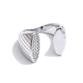 Cubic zirconia geometric ring in gold-plated stainless steel with cubic zirconia.
