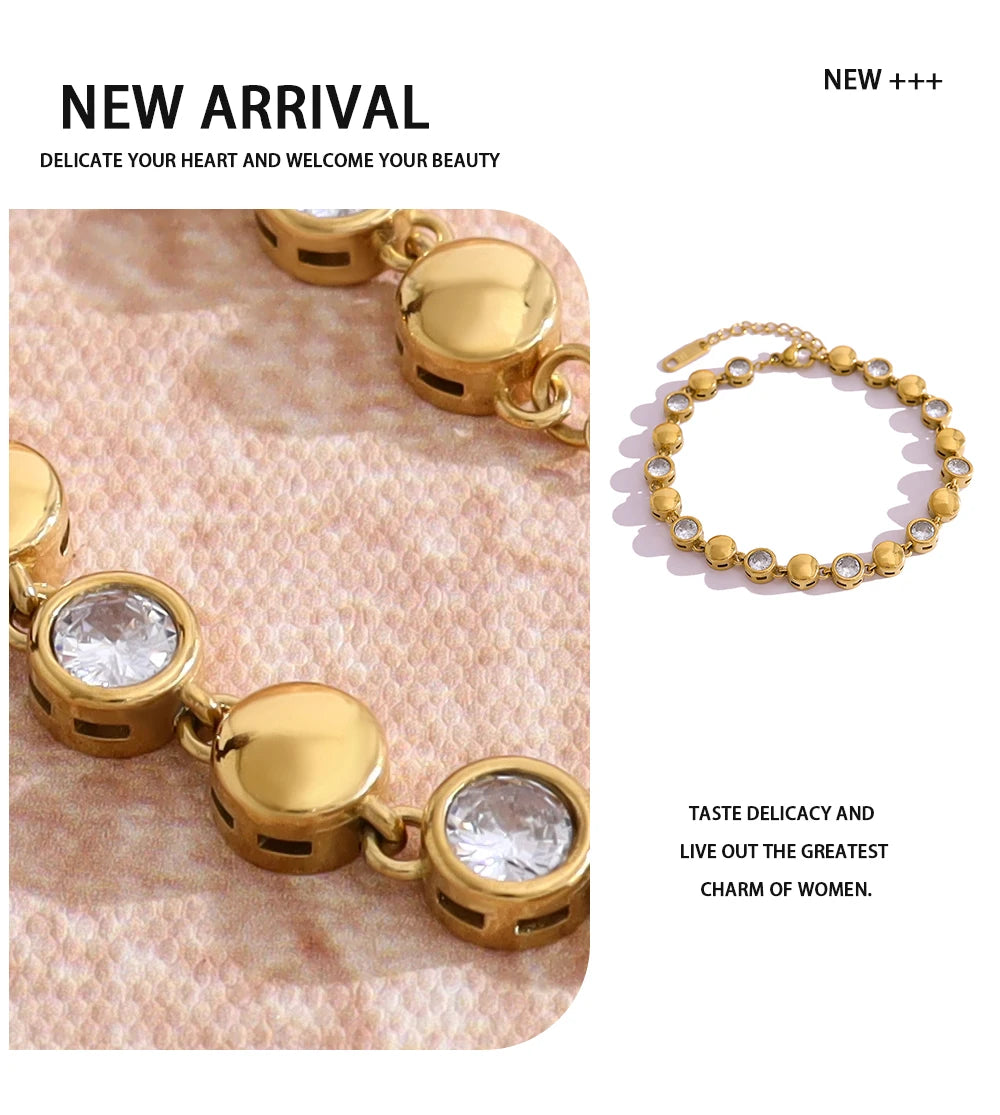Zircon Beaded Bracelet — 316L Stainless Steel · PS394