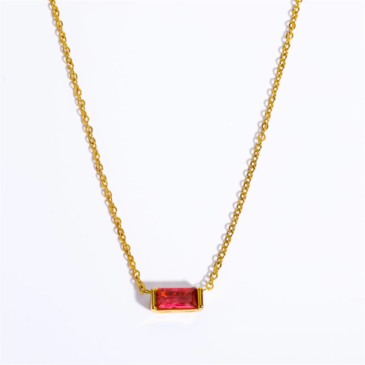 Twelve Month Birthday Stone Necklace 12 Birthday Stone Zircon Necklace Decoration Moon Stone Ladies Stainless Steel