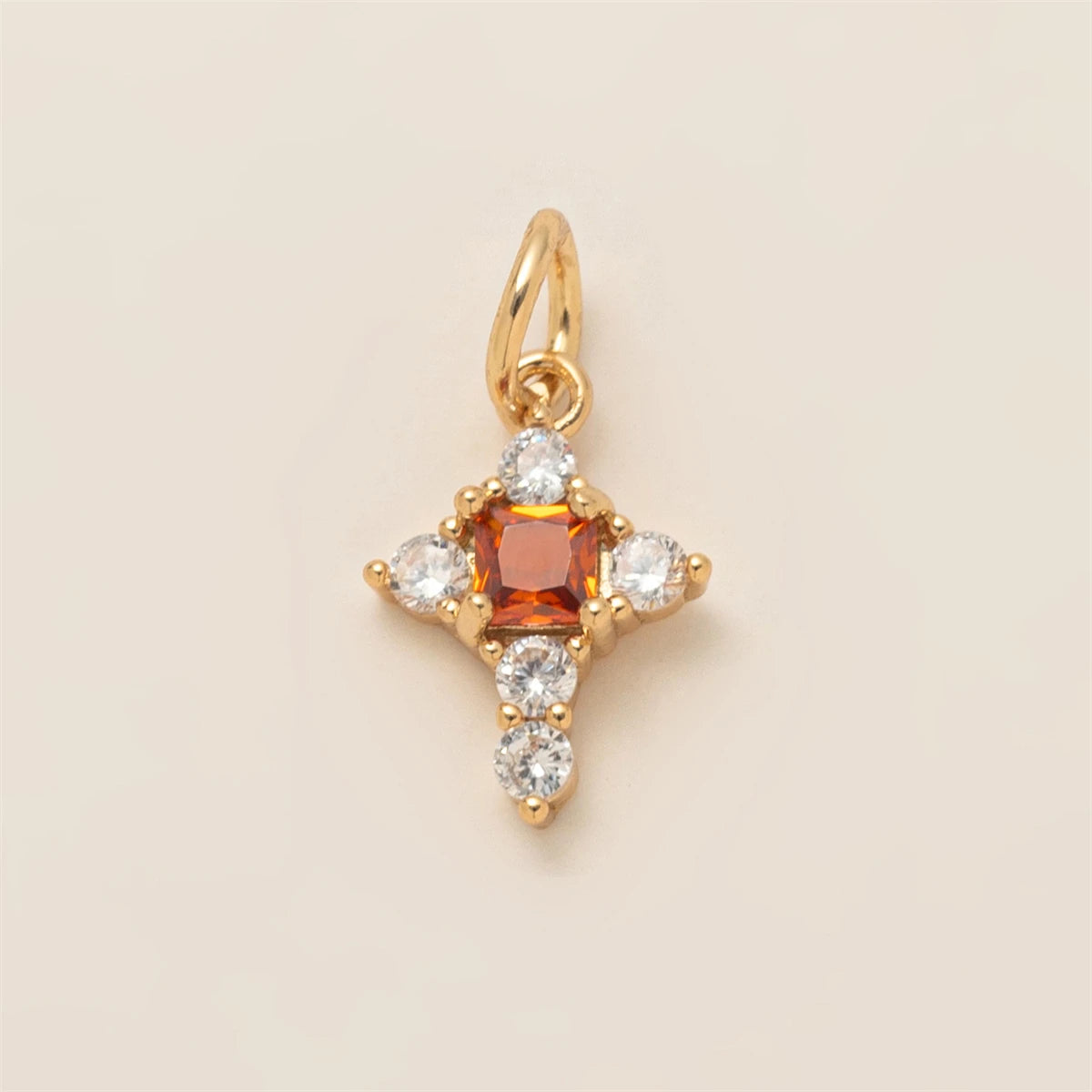 【DIY Pendant】Gold Plated Copper Zircon Inlaid Charm Pendant - PC005