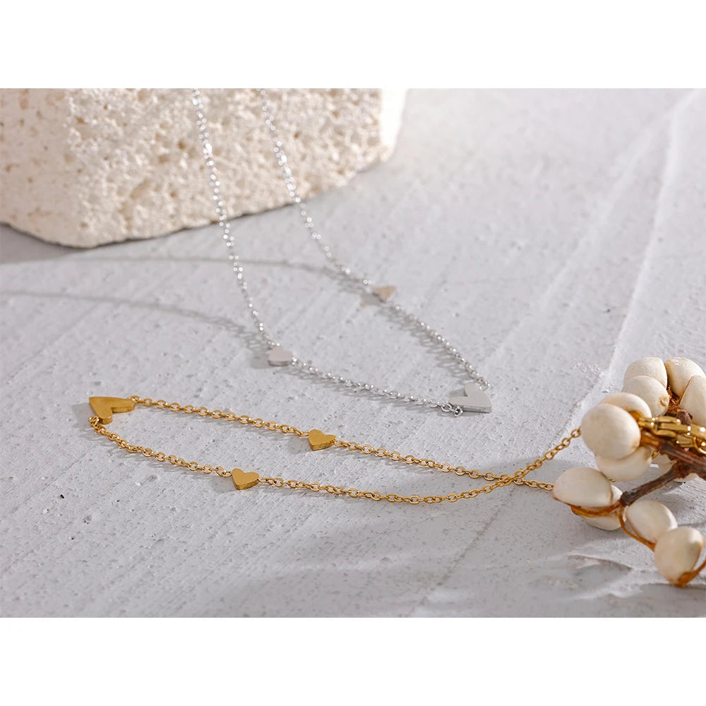 Heart Chain Anklet — Gold-Plated Stainless Steel · PS1660