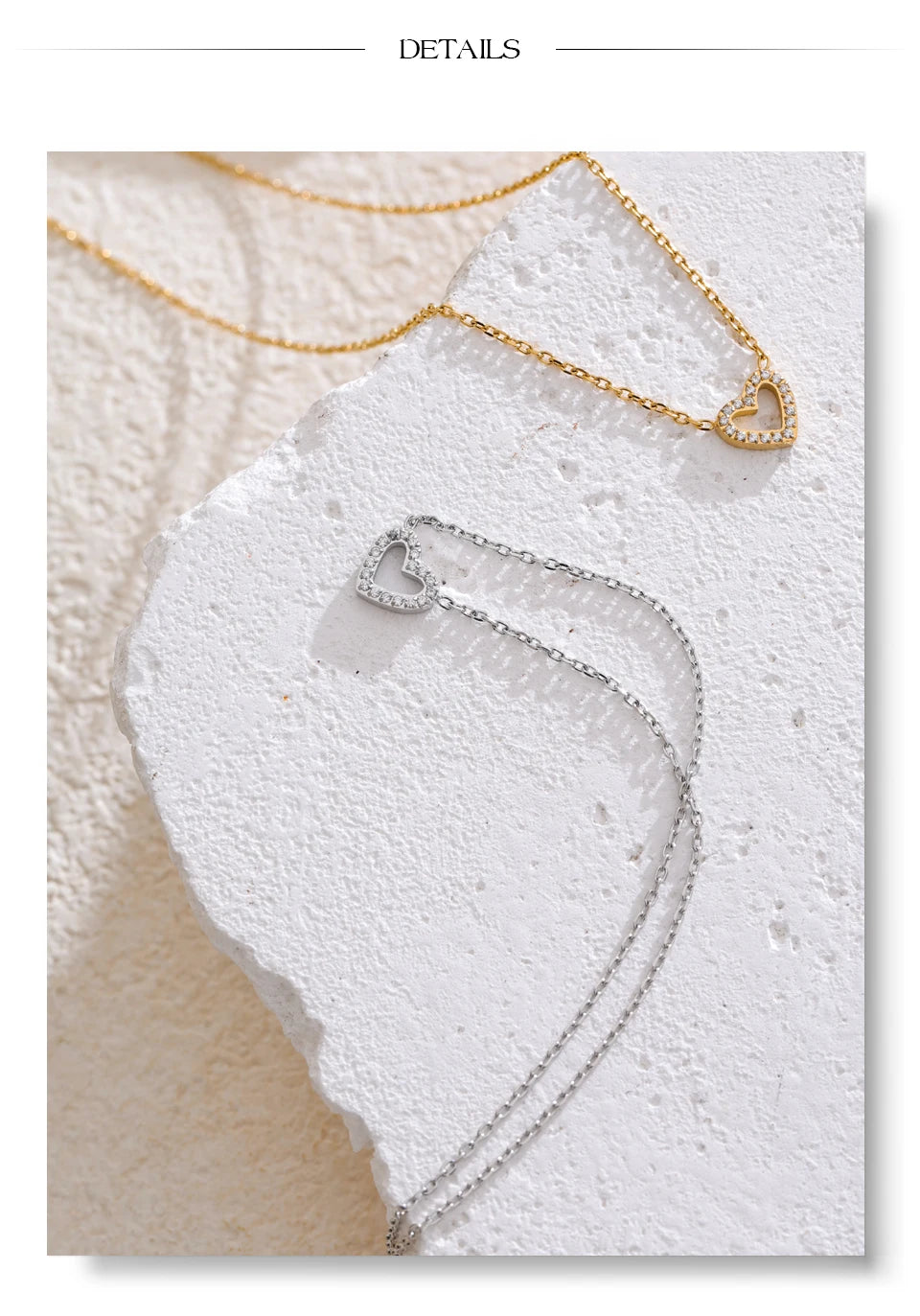 Cubic zirconia heart necklace in gold-plated stainless steel with cubic zirconia.