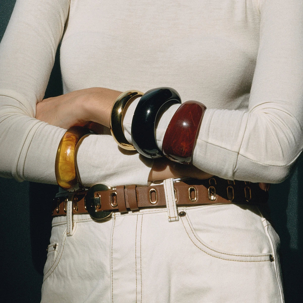 Amber Resin Wide Bracelet — Stainless Steel · PS277