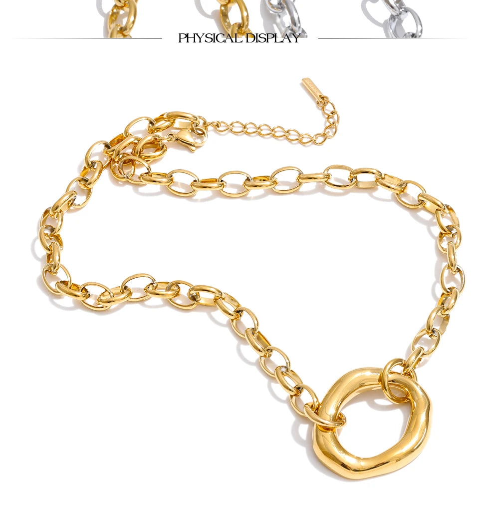 Coin geometric necklace in gold-plated stainless steel.